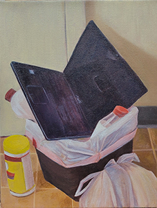 Image of the oil painting Laptop in Memoriam by Lillian Fisher.